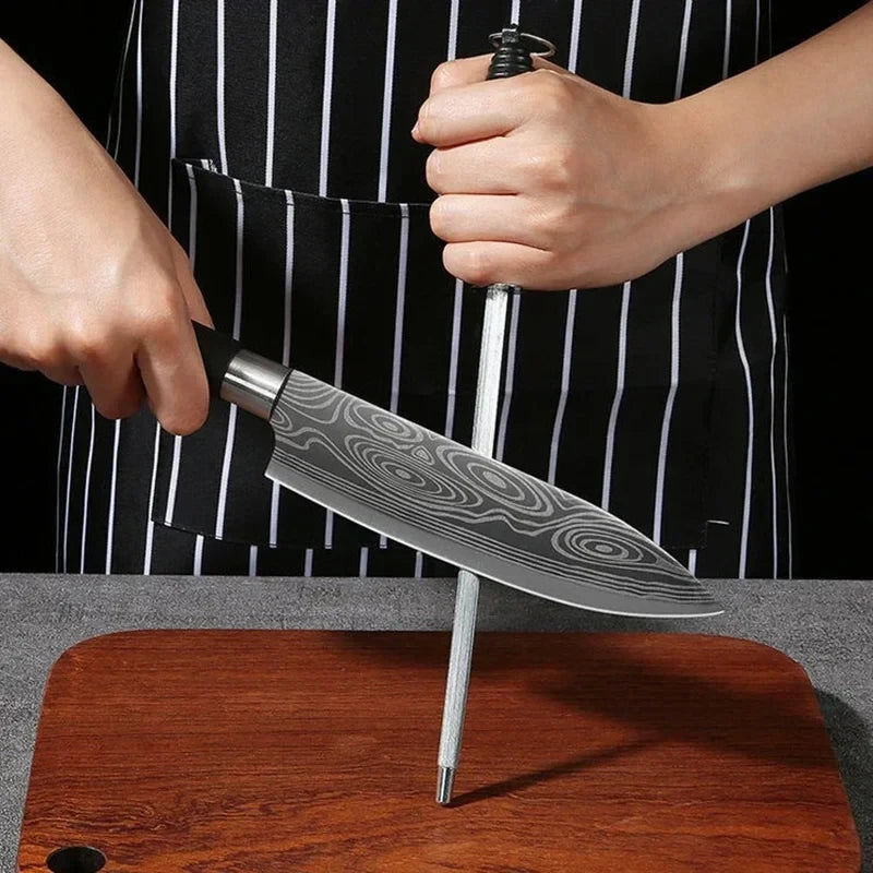 Damascus Pattern Stainless Steel Kitchen Knife Set