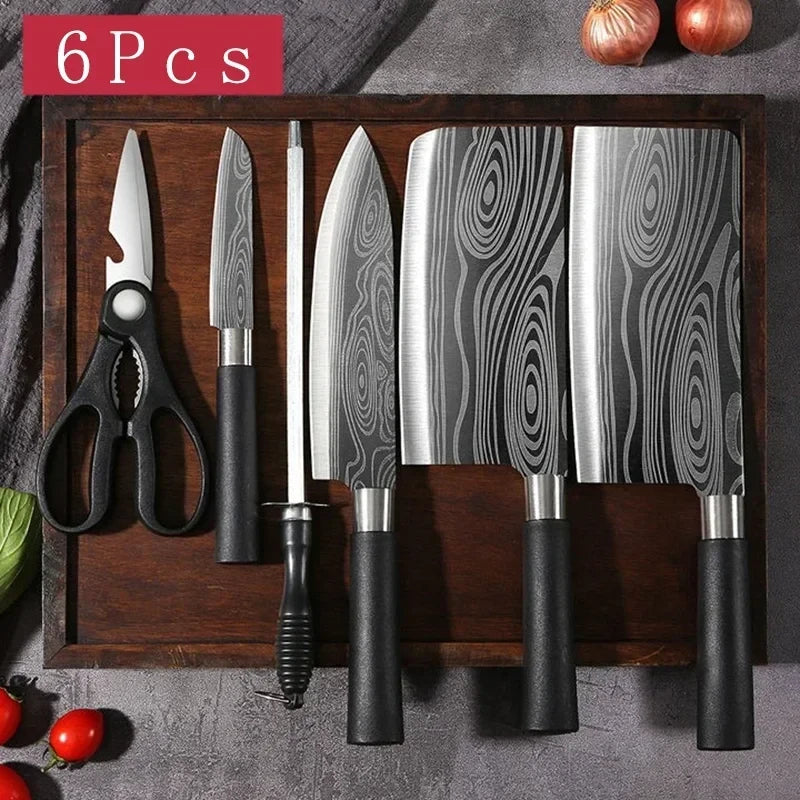 Damascus Pattern Stainless Steel Kitchen Knife Set