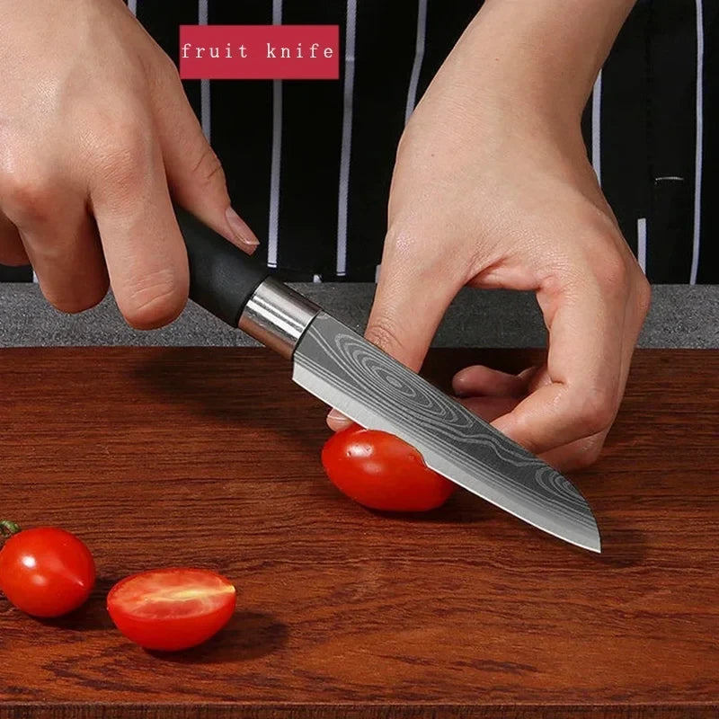 Damascus Pattern Stainless Steel Kitchen Knife Set