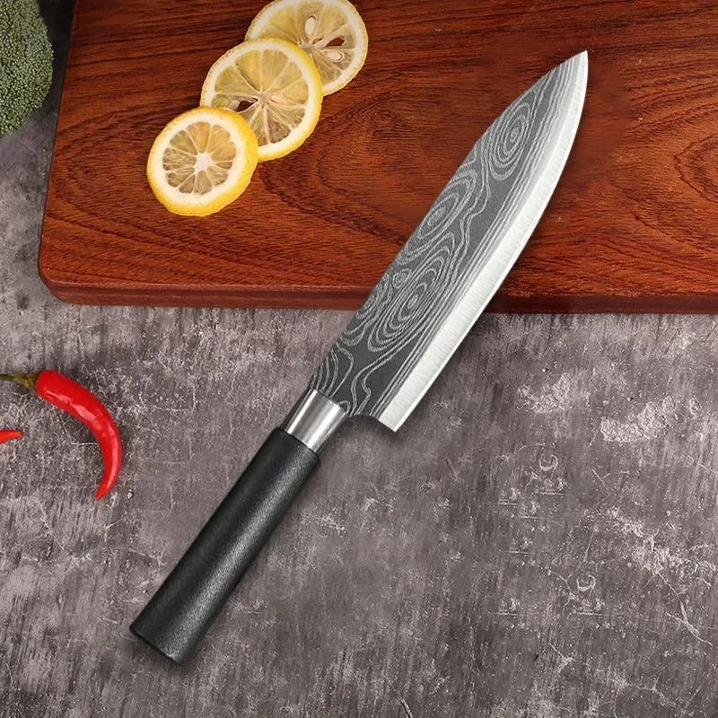 Damascus Pattern Stainless Steel Kitchen Knife Set