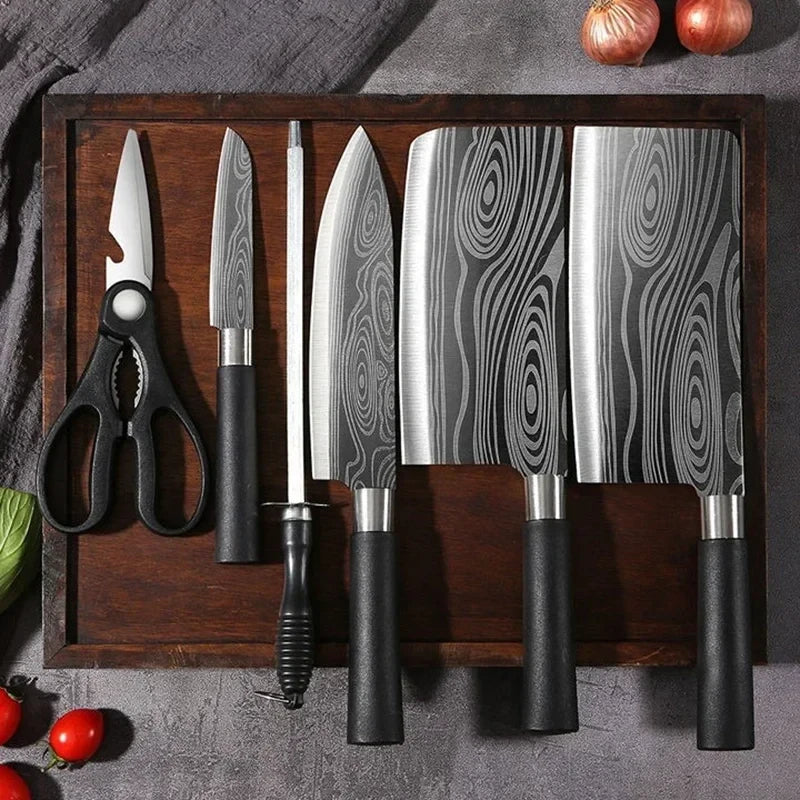 Damascus Pattern Stainless Steel Kitchen Knife Set